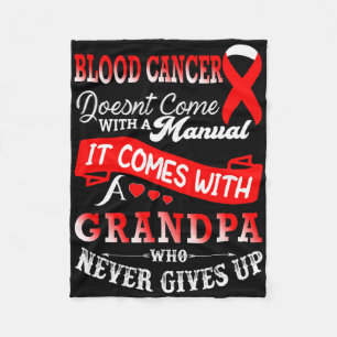 Blood Cancer Awareness Red Ribbon Grandpa Support Fleece Blanket