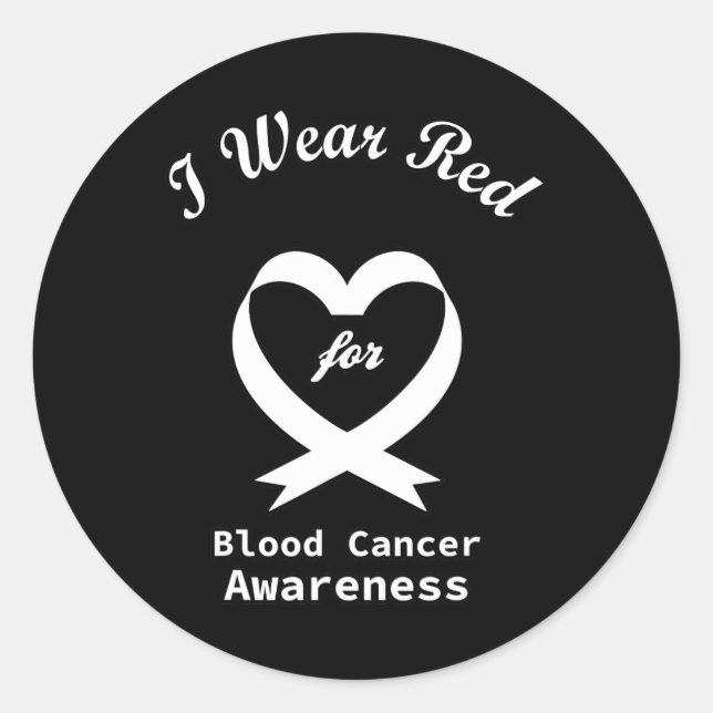 Blood Cancer Awareness Red Ribbon Support  Classic Round Sticker (Front)