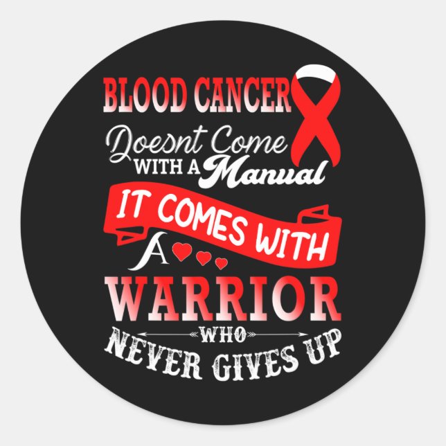 Blood Cancer Awareness Red Ribbon Warrior Support  Classic Round Sticker (Front)