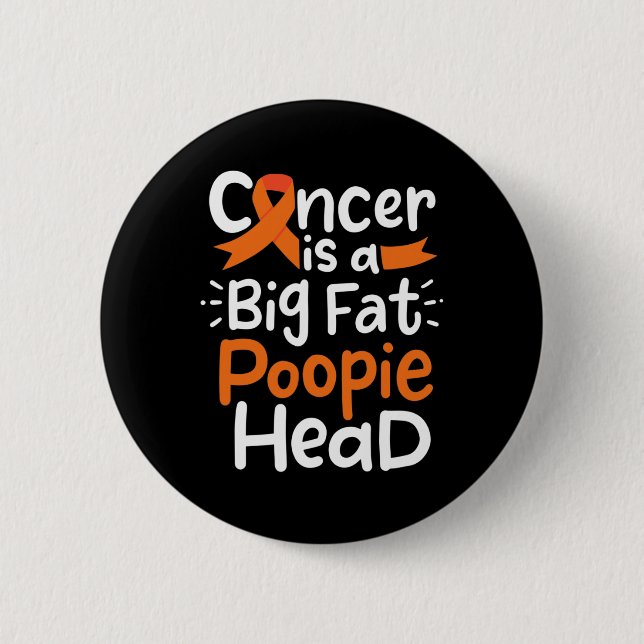 Blood Cancer Awareness Ribbon Leukemia Poopie Head Button (Front)