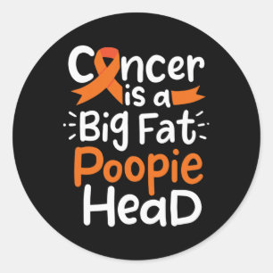 Blood Cancer Awareness Ribbon Leukemia Poopie Head Classic Round Sticker