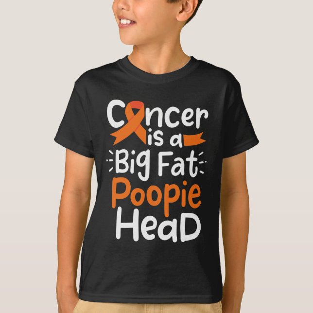 Blood Cancer Awareness Ribbon Leukemia Poopie Head T-Shirt (Front)