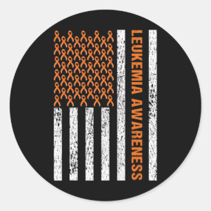 Blood Cancer Awareness Ribbon Orange Leukemia Amer Classic Round Sticker