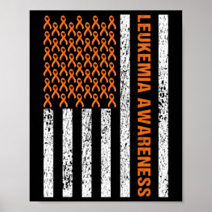 Blood Cancer Awareness Ribbon Orange Leukemia Amer Poster