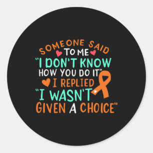 Blood Cancer Awareness Ribbon Orange Leukemia Figh Classic Round Sticker