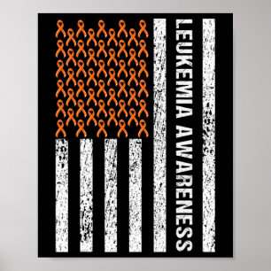 Blood Cancer Awareness Ribbon Orange Leukemia Flag Poster