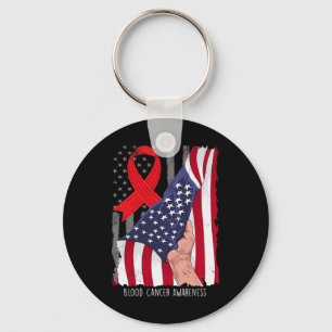 Blood Cancer Awareness Vintage American Flag Red R Keychain