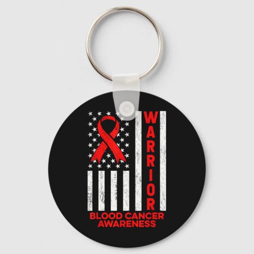 Blood Cancer Awareness Warrior American Flag Red R Keychain