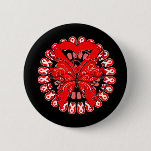 Blood Cancer Butterfly Circle of Ribbons Pinback Button