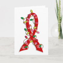 Blood Cancer Christmas Lights Ribbon Holiday Card