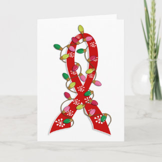 Blood Cancer Christmas Lights Ribbon Holiday Card