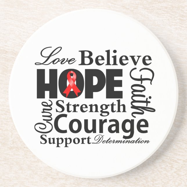 Blood Cancer Collage of Hope Sandstone Coaster (Front)