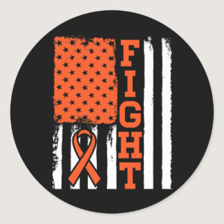 Blood Cancer Leukemia Fight Flag - Cancer Awarenes Classic Round Sticker