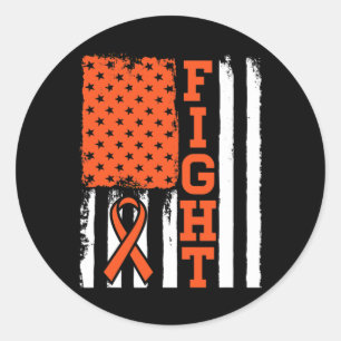 Blood Cancer Leukemia Fight Flag - Cancer Awarenes Classic Round Sticker