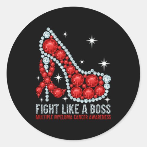 Blood Cancer Like A Boss Multiple Myeloma Awarenes Classic Round Sticker