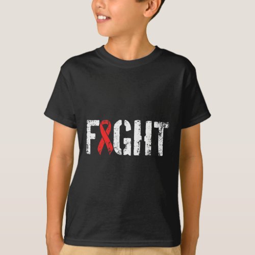 Blood Cancer_ Military_style Red Awareness Ribbon  T_Shirt