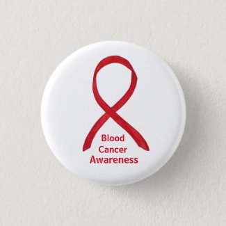 Blood Cancer Red Awareness Ribbon Lapel Pin Button