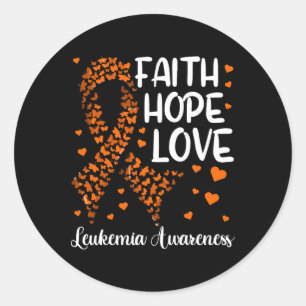 Blood Cancer Ribbon Faith Hope Love Leukemia Aware Classic Round Sticker