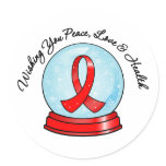 Blood Cancer Ribbon Merry Christmas Snowglobe Classic Round Sticker