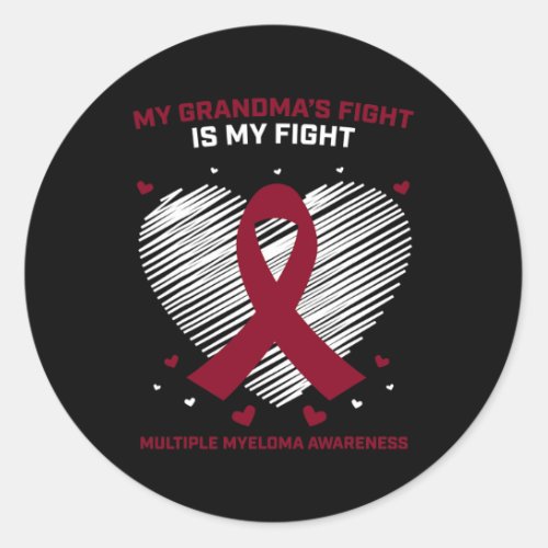 Blood Cancer Support Grandma Multiple Myeloma Awar Classic Round Sticker