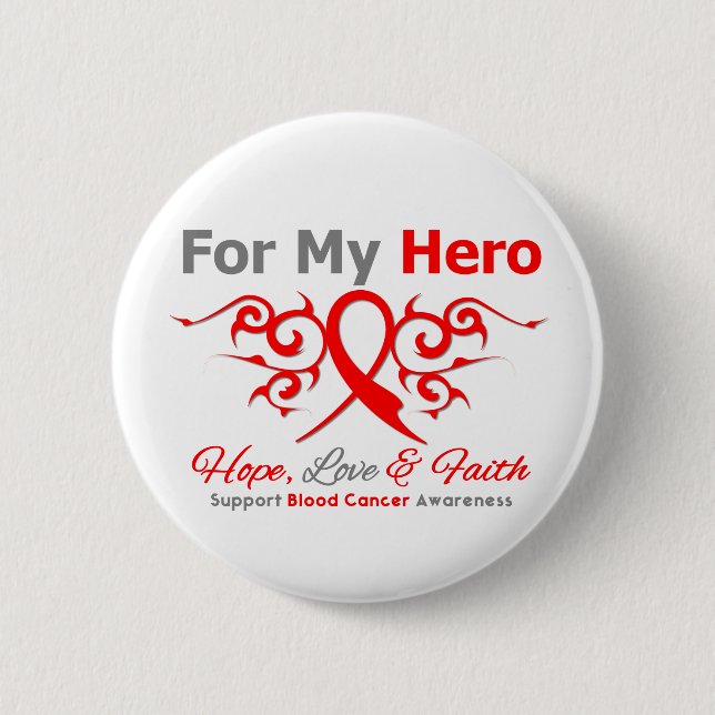 Blood Cancer Tribal Ribbon Hero Pinback Button (Front)