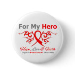 Blood Cancer Tribal Ribbon Hero Pinback Button