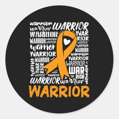 Blood Cancer Warrior Orange Ribbon Awareness  Classic Round Sticker