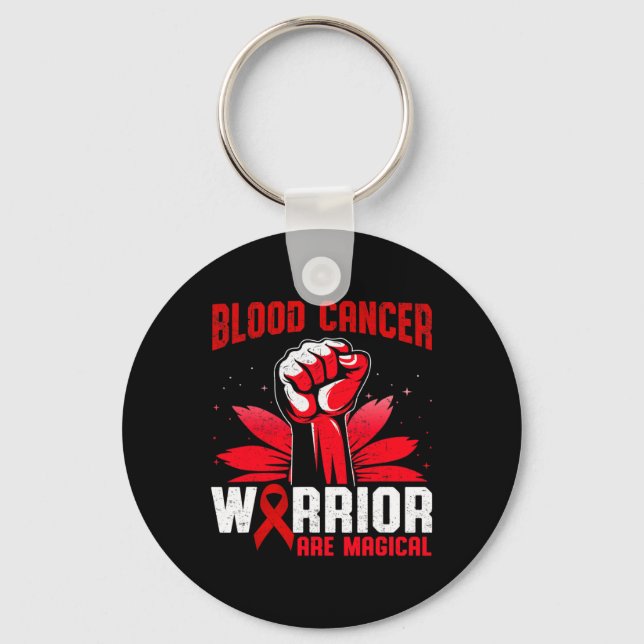 Blood Cancer Warriors Are Magical Unicorn Red Ribb Keychain (Front)
