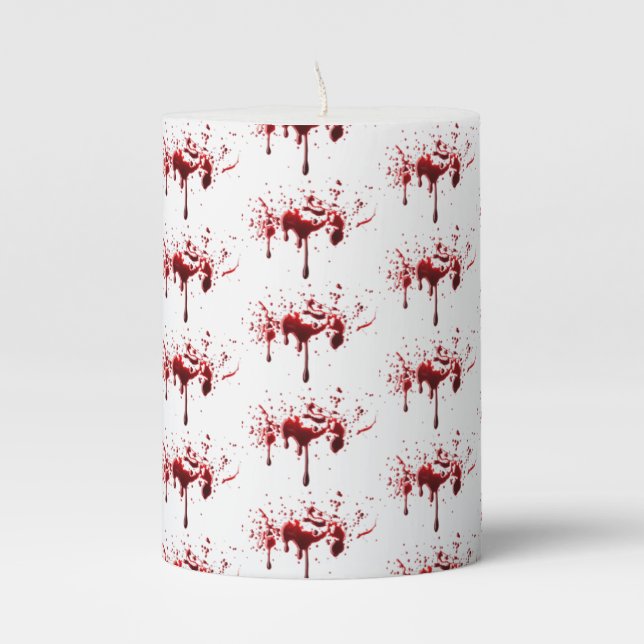 Blood Cascade Halloween Pillar Candle (Front)