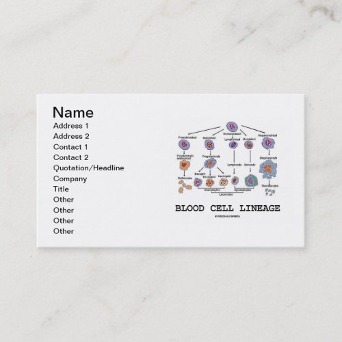 Blood Cell Lineage (Hematology) Business Cards