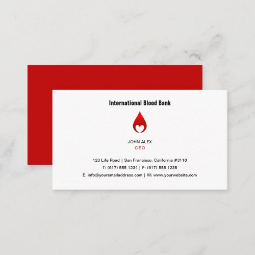 Blood Donation  Blood Bank Business Card