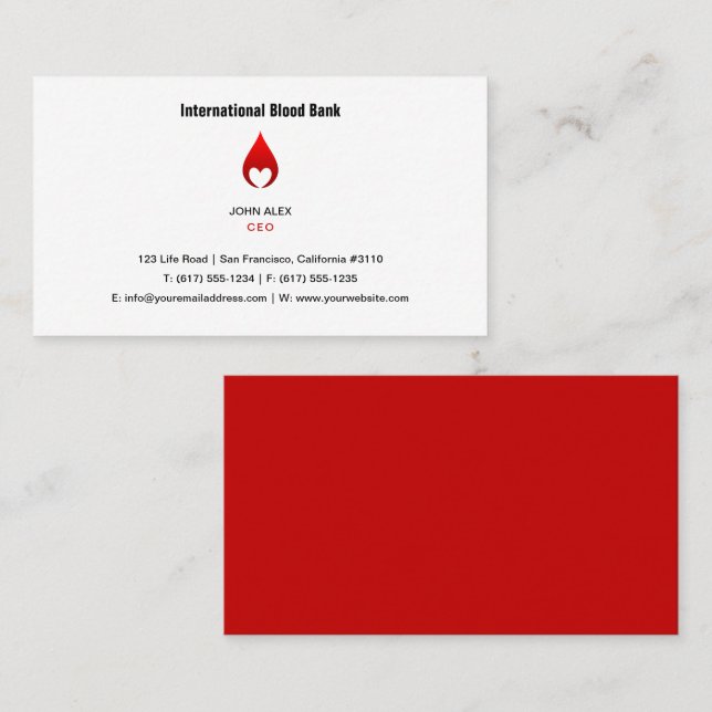 Blood Donation | Blood Bank Business Card (Front/Back)