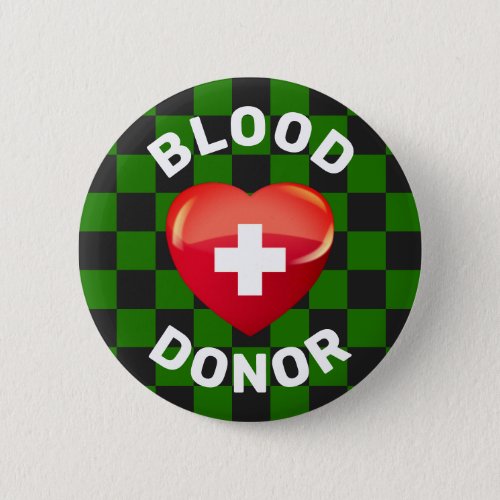 Blood Donor Heart w Cross Button