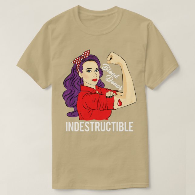Blood Donor Indestructible Volunteer Donation Awar T-Shirt (Design Front)