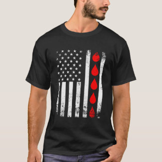 Blood Donor Phlebotomist American Flag Donate Bloo T-Shirt