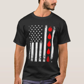 Blood Donor Phlebotomist American Flag Donate Bloo T-Shirt