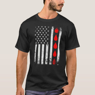 Blood Donor Phlebotomist American Flag Donate Bloo T-Shirt