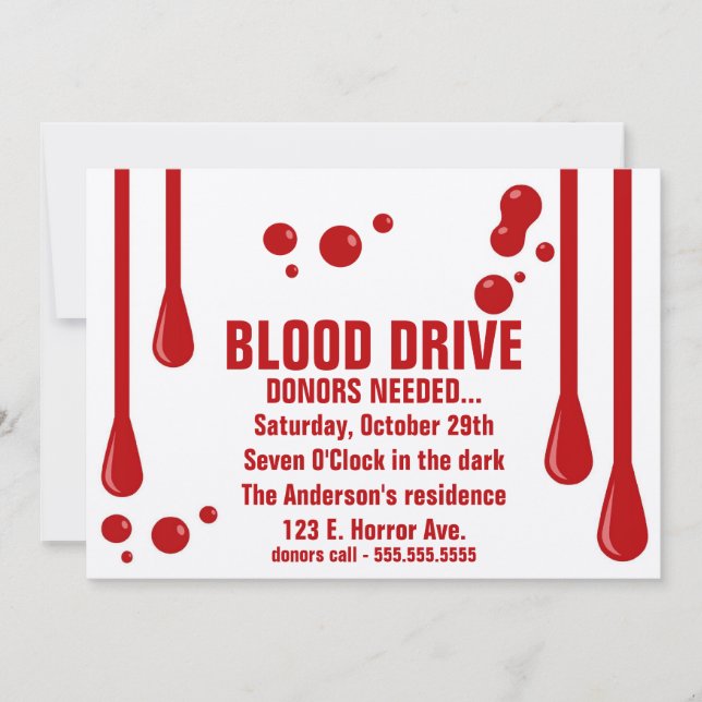 BLOOD DONORS NEEDED Halloween Invitation (Front)