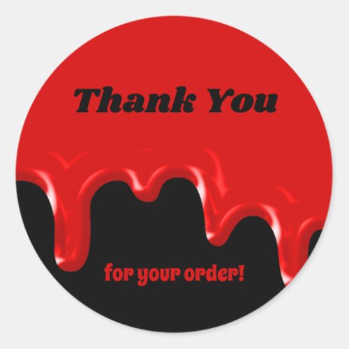 Blood Drip Red and Black Thank You Customers Classic Round Sticker
