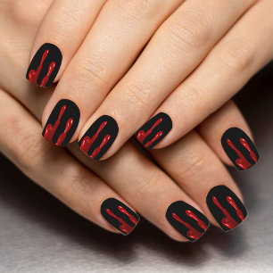 Blood Drip Red & Black Spooky Halloween Minx Nail Art