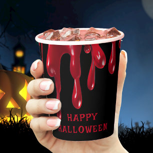Blood Drip Red & Black Spooky Halloween Paper Cups