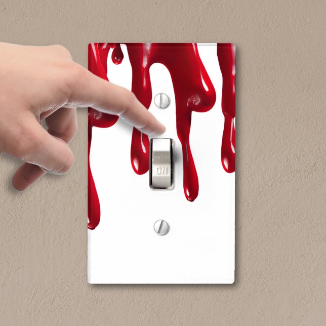 Blood Drip Red & White Spooky Halloween Light Switch Cover (white blood drip Halloween light switch cover)