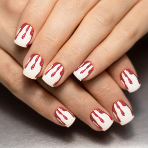 Blood Drip Red & White Spooky Halloween Minx Nail Art