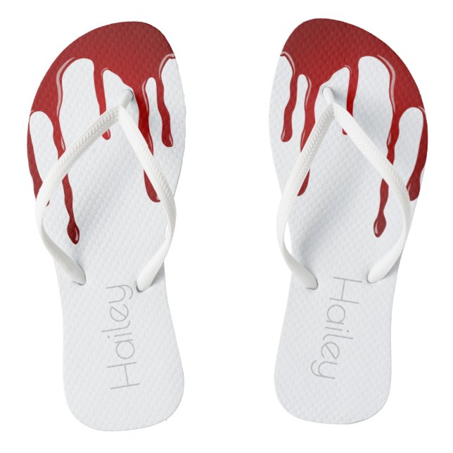 Blood Dripping Horror Halloween Design Flip Flops (Footbed)