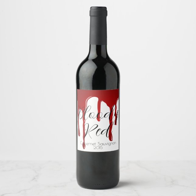 Blood Dripping Horror Halloween Design Wine Label (Front)