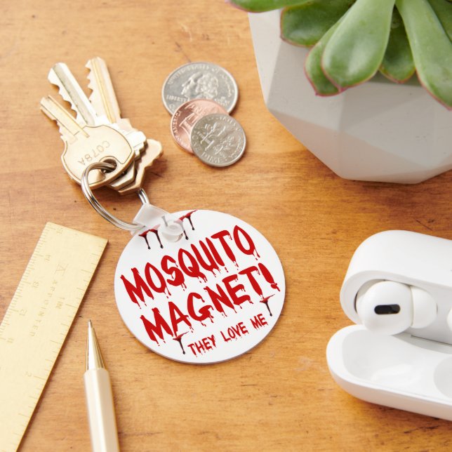 Blood Dripping Mosquito Magnet They Love Me Keychain (Desk)