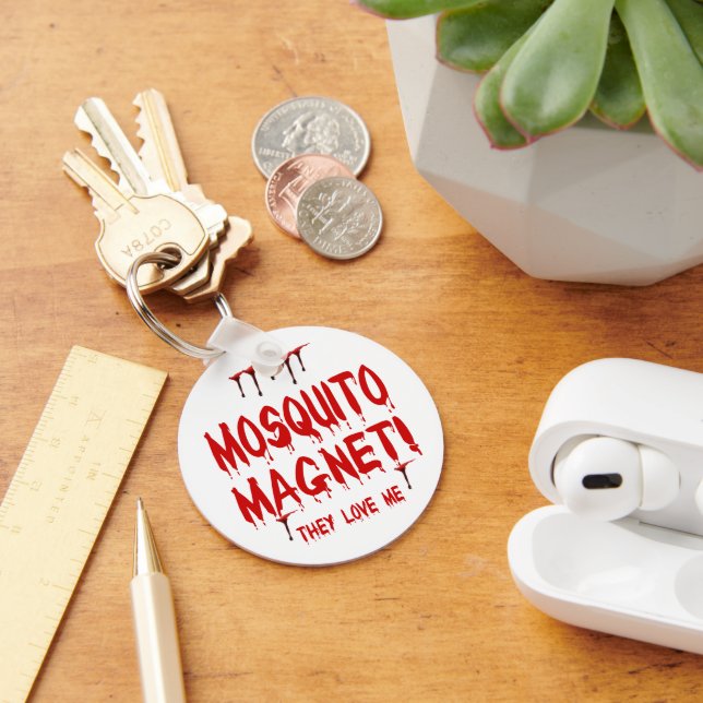 Blood Dripping Mosquito Magnet They Love Me Keychain (Desk)