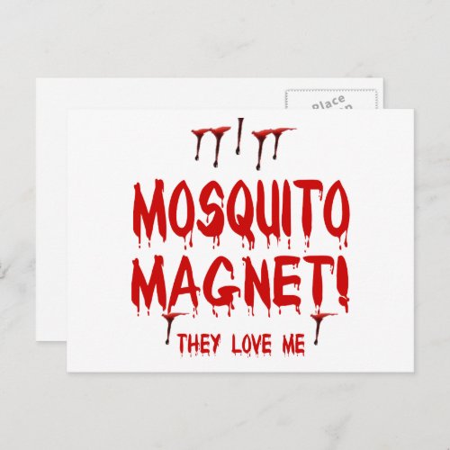 Blood Dripping Mosquito Magnet They Love Me Postcard