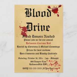 Blood Drive Vampire Halloween Party Invitation