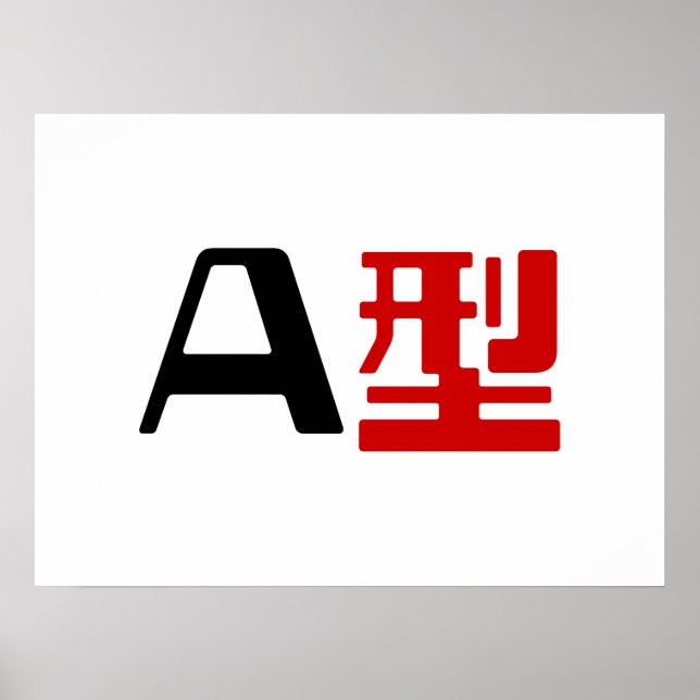 Blood Group A Japanese Kanji Poster (Front)